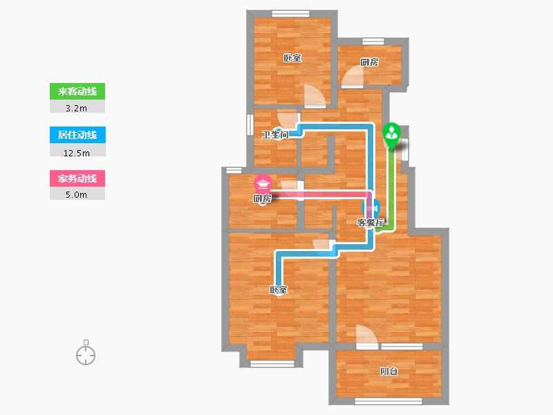 北京-北京市-中海丽春湖墅SMART墅89m²-70.99-户型库-动静线