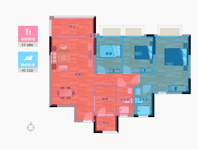 广东省-广州市-三江盛汇111m²-87.16-户型库-动静分区