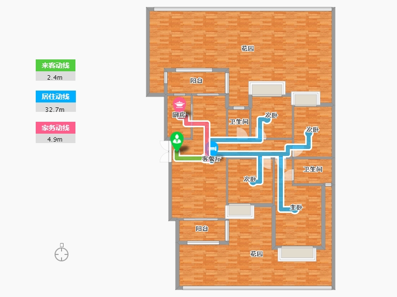 重庆-重庆市-奥园誉府洋房4号楼套内106m2-218.63-户型库-动静线