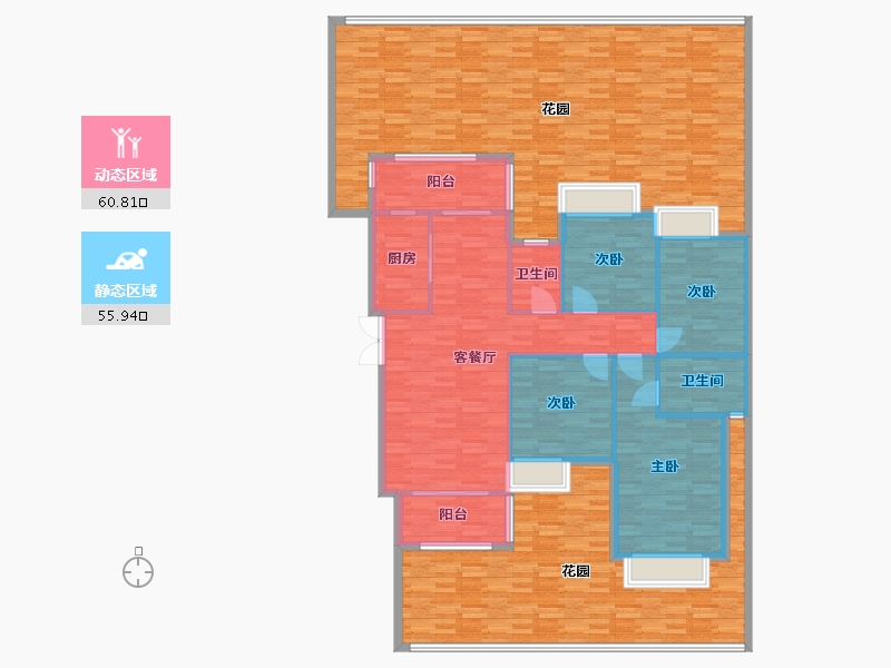 重庆-重庆市-奥园誉府洋房4号楼套内106m2-218.63-户型库-动静分区