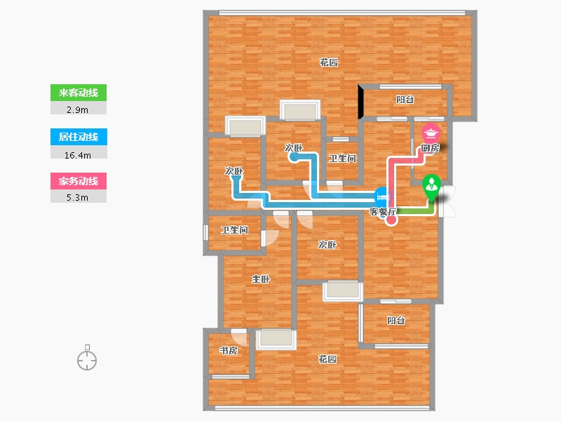 重庆-重庆市-奥园誉府洋房4号楼A1-1户型套内108m2-209.00-户型库-动静线