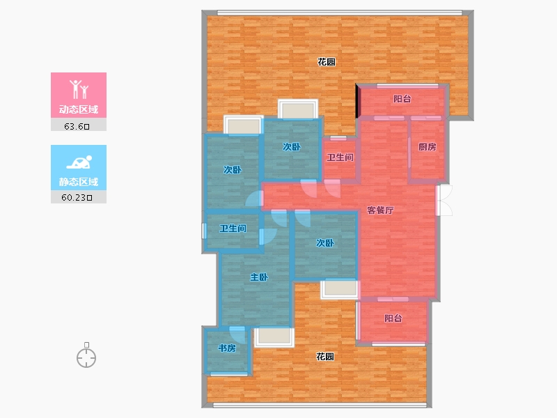 重庆-重庆市-奥园誉府洋房4号楼A1-1户型套内108m2-209.00-户型库-动静分区