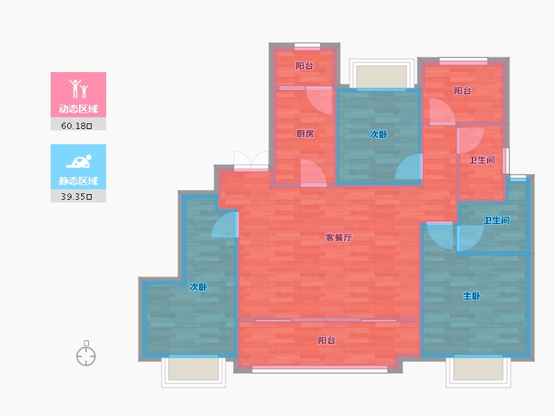 重庆-重庆市-奥园玺樾九里1期洋房9号楼,2期6号楼,2期7号楼套内90m2-90.00-户型库-动静分区