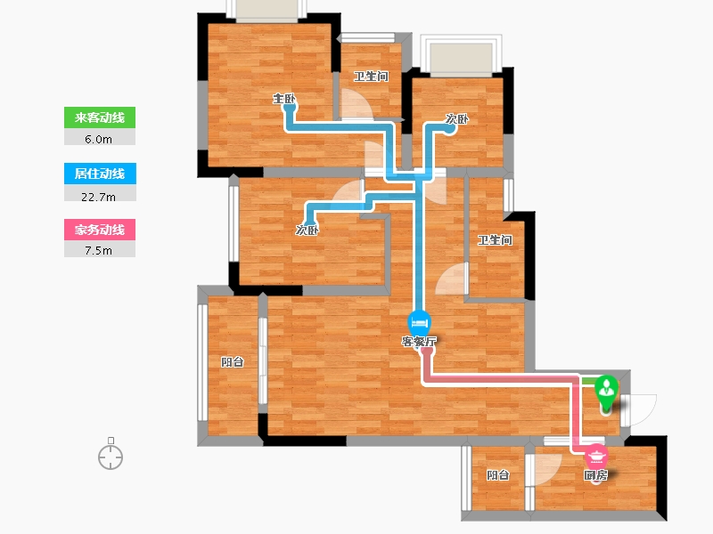 重庆-重庆市-奥园玺樾九里2期4号楼套内80m2-80.00-户型库-动静线