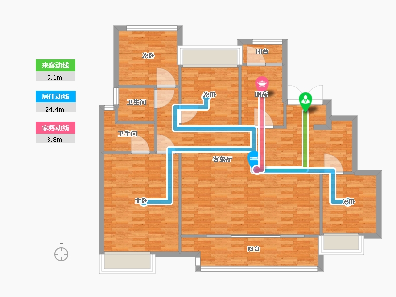 重庆-重庆市-奥园玺樾九里1期洋房8号楼套内113m2-113.00-户型库-动静线