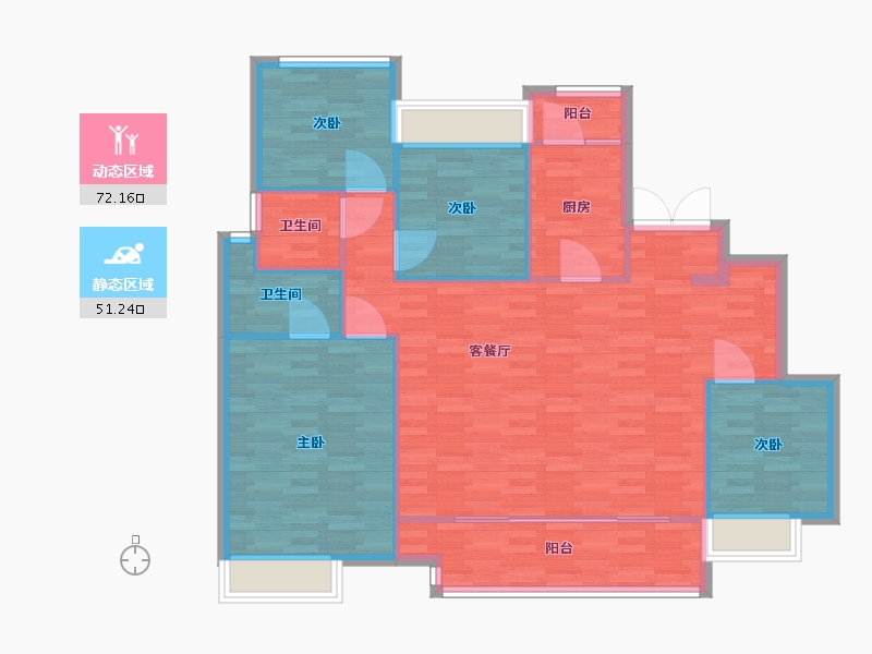 重庆-重庆市-奥园玺樾九里1期洋房8号楼套内113m2-113.00-户型库-动静分区