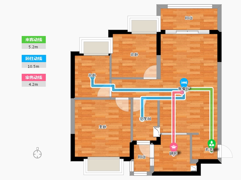 重庆-重庆市-万州恒大御景半岛2号块地3号楼88m²-65.30-户型库-动静线