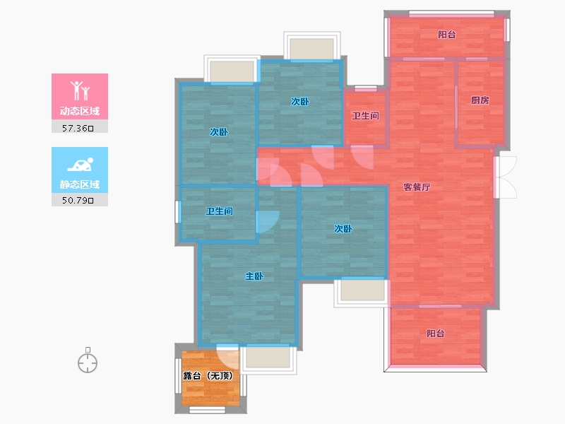 重庆-重庆市-奥园誉府洋房4号楼套内102m2-102.00-户型库-动静分区