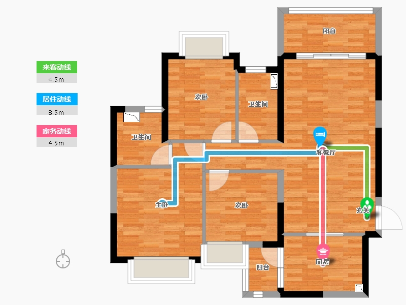 重庆-重庆市-万州恒大御景半岛5-3号楼108m²-81.47-户型库-动静线