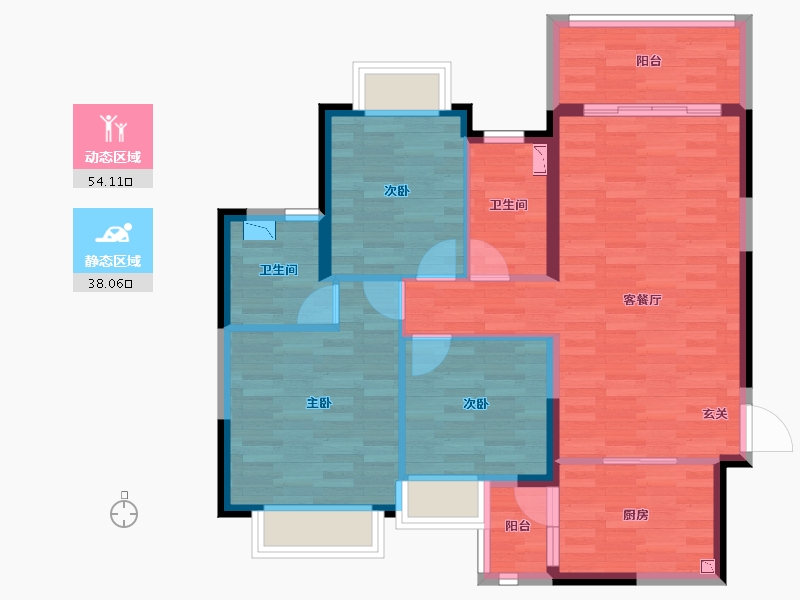 重庆-重庆市-万州恒大御景半岛5-3号楼108m²-81.47-户型库-动静分区