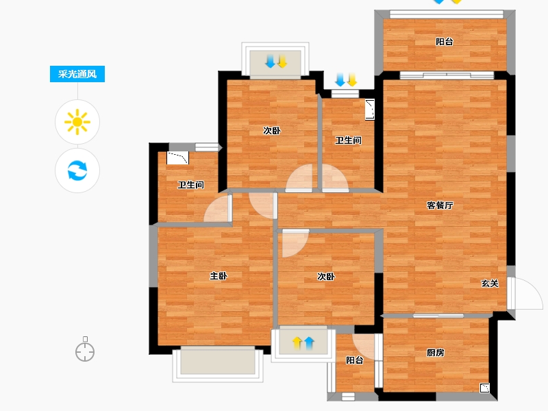 重庆-重庆市-万州恒大御景半岛5-3号楼108m²-81.47-户型库-采光通风