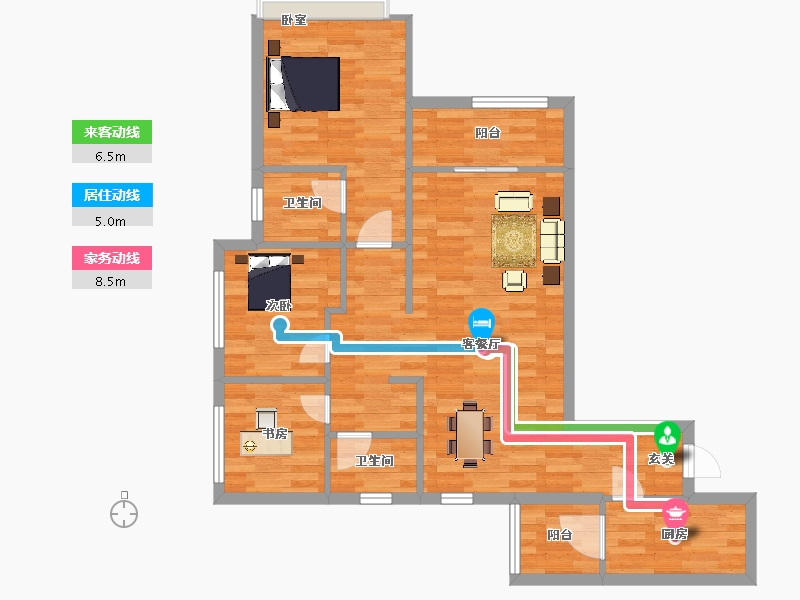 重庆-重庆市-梁平金科天誉16号楼,17号楼104.10m²-78.44-户型库-动静线