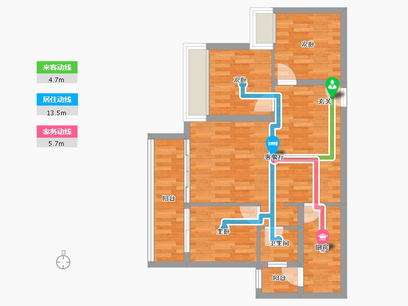 重庆-重庆市-奥园翡翠天辰1号楼73m²-65.28-户型库-动静线