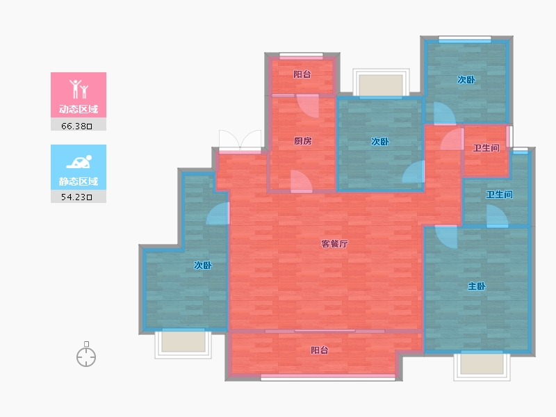 重庆-重庆市-奥园玺樾九里1期洋房8号楼,2期6号楼,2期7号楼套内114m2-110.01-户型库-动静分区