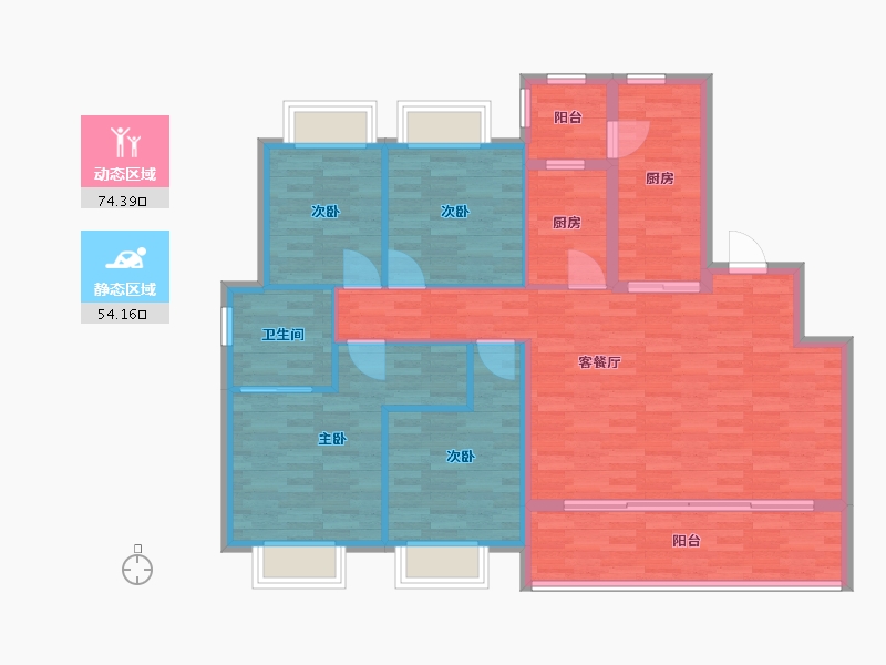 重庆-重庆市-爱普江城铭著洋房10号楼套内115m2-115.00-户型库-动静分区