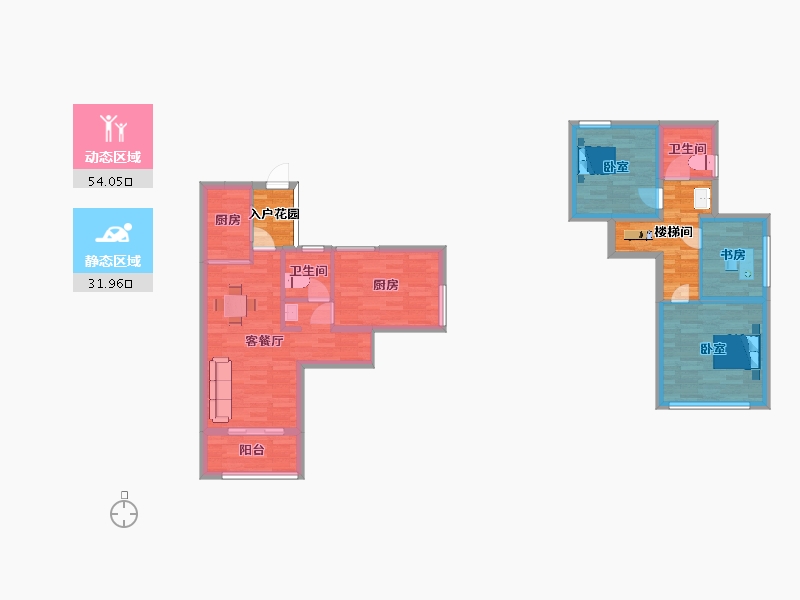 广东省-广州市-香江天赋2栋,17栋01户型96m²-87.04-户型库-动静分区