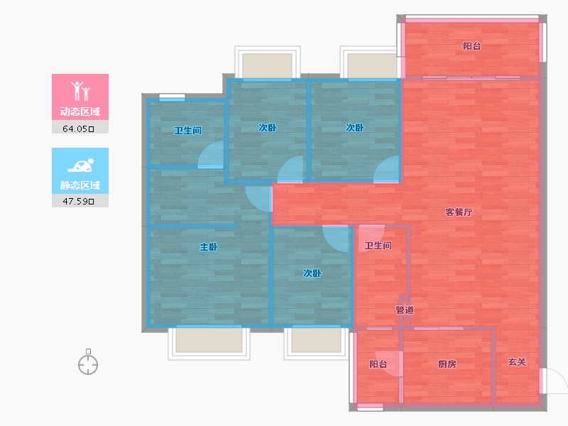 重庆-重庆市-恒大世纪梦幻城75号楼109m²-101.25-户型库-动静分区