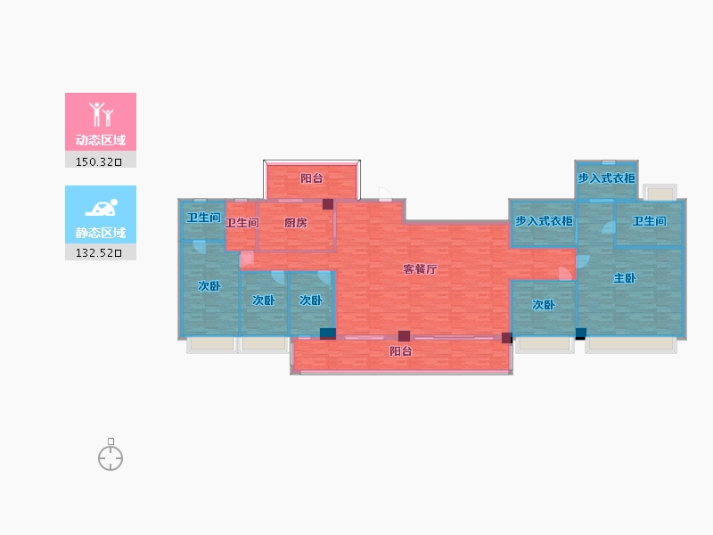 广东省-广州市-碧桂园中心1号楼H户型328m²-259.63-户型库-动静分区