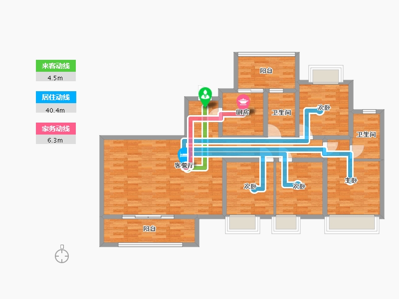 重庆-重庆市-保利大国璟2号楼套内110m2-104.97-户型库-动静线