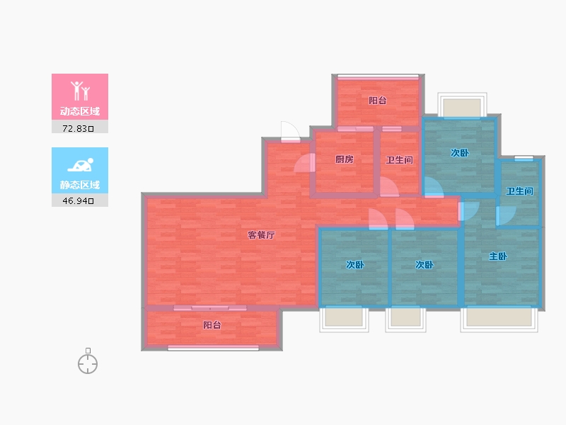 重庆-重庆市-保利大国璟2号楼套内110m2-104.97-户型库-动静分区