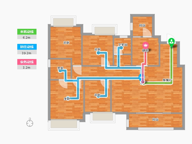 重庆-重庆市-保利大国璟1号楼,2号楼套内111m2-106.25-户型库-动静线