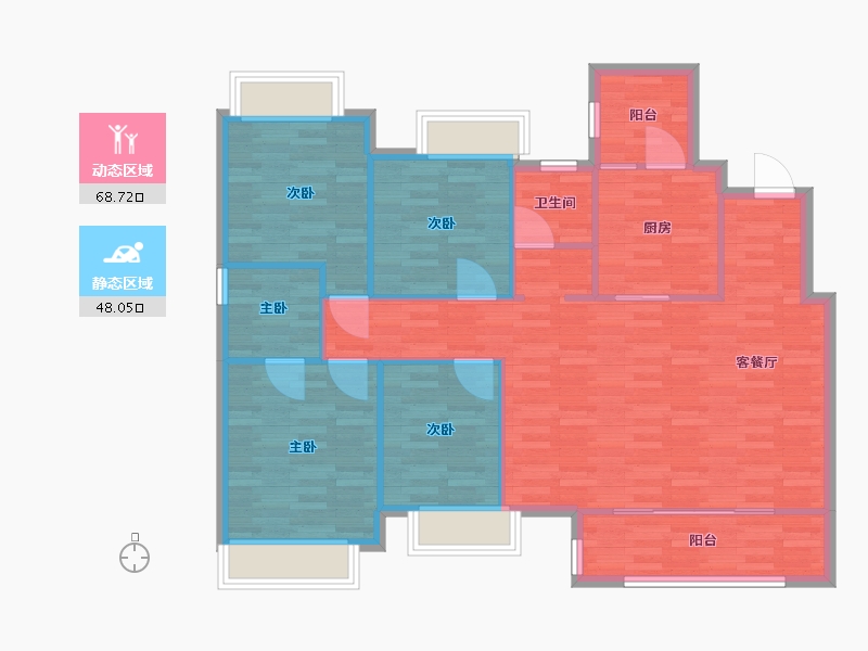 重庆-重庆市-保利大国璟1号楼,2号楼套内111m2-106.25-户型库-动静分区