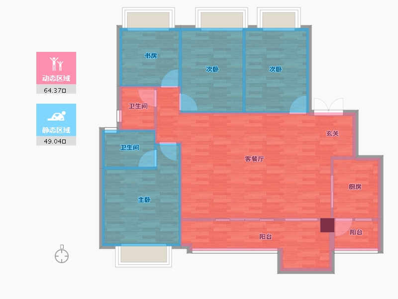 重庆-重庆市-金辉湖山云著洋房12号楼127.81㎡-103.20-户型库-动静分区