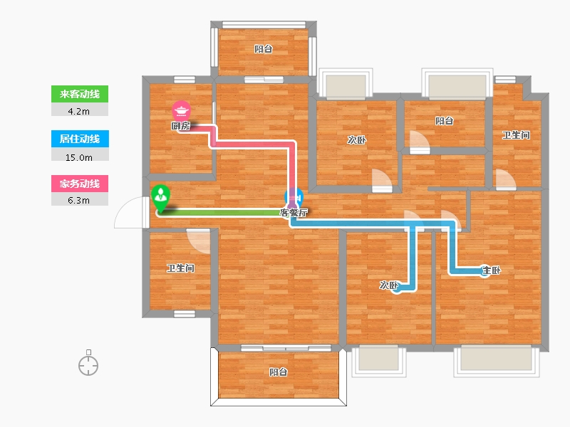 广东省-广州市-保利合锦领秀山04户型139m²-111.19-户型库-动静线