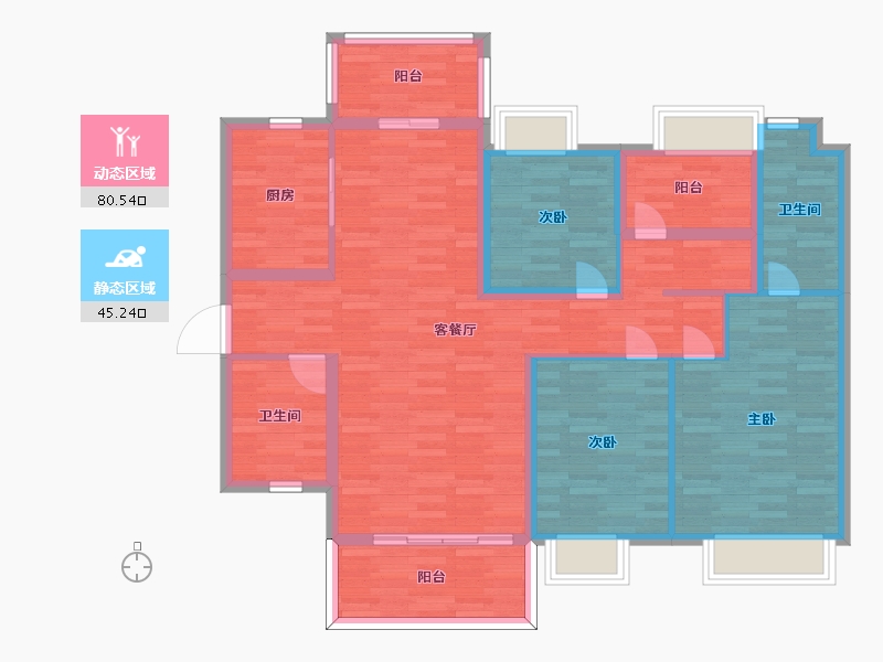 广东省-广州市-保利合锦领秀山04户型139m²-111.19-户型库-动静分区