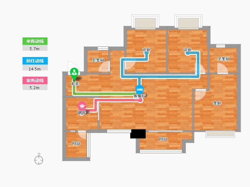 重庆-重庆市-蓝光雍锦府1号楼115m²-82.72-户型库-动静线