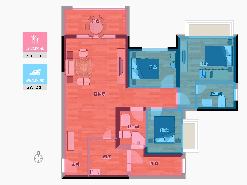 重庆-重庆市-蓝光雍锦府2号楼99m²-68.81-户型库-动静分区