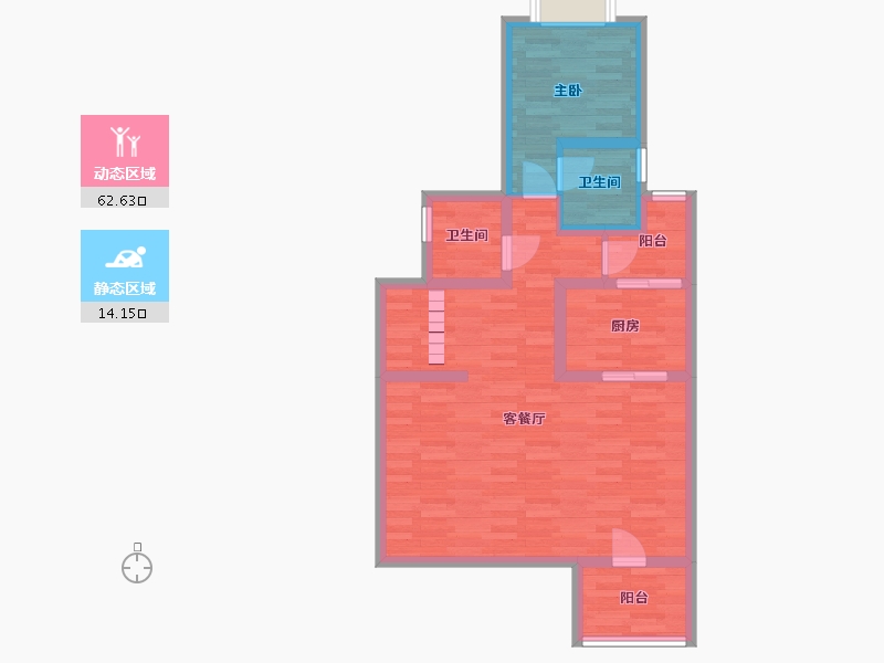 重庆-重庆市-保利大国璟洋房3号楼套内127m2-66.97-户型库-动静分区