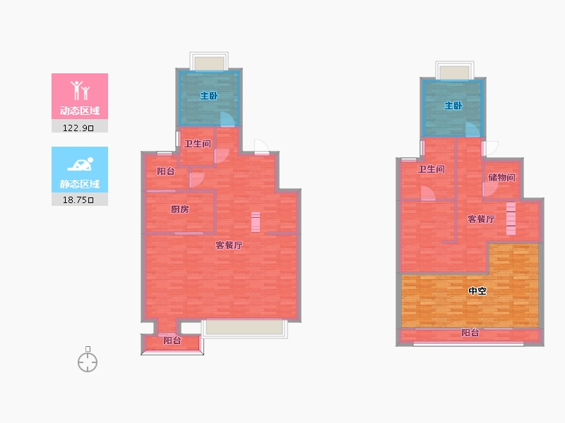 重庆-重庆市-保利大国璟洋房1号楼套内128m2-151.60-户型库-动静分区