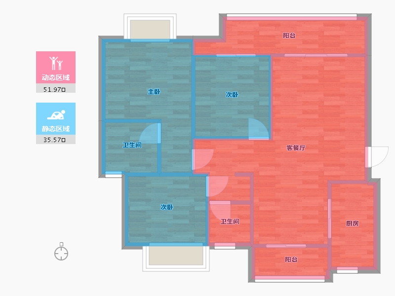 重庆-重庆市-保利大国璟套内0m2-78.72-户型库-动静分区