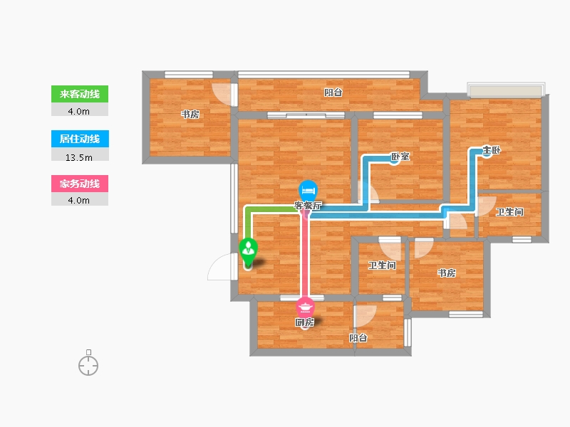 重庆-重庆市-海成天生别院1号楼115.91m²-86.69-户型库-动静线