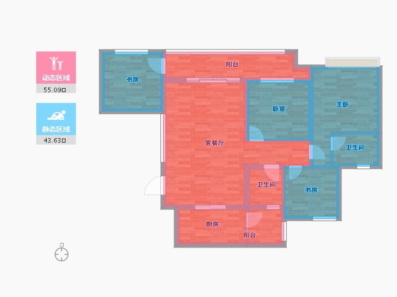 重庆-重庆市-海成天生别院1号楼115.91m²-86.69-户型库-动静分区