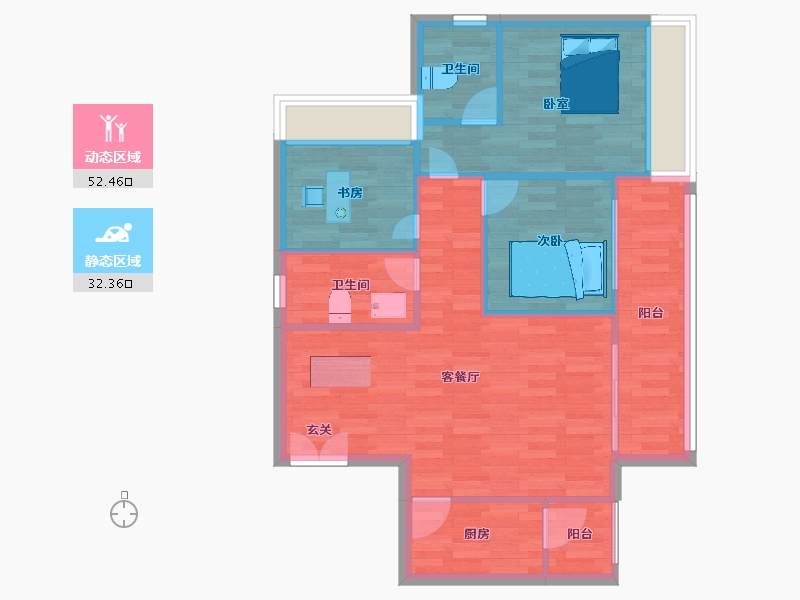 重庆-重庆市-海成天生别院13号楼99.12m²-76.98-户型库-动静分区