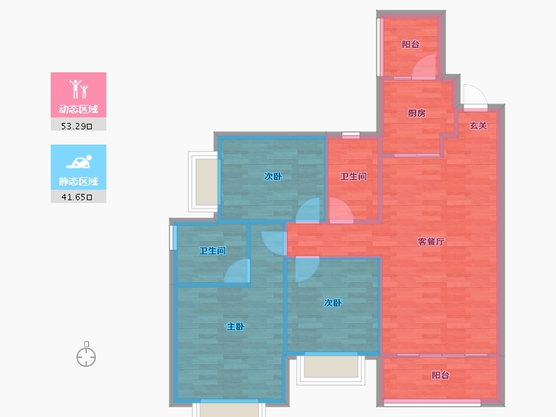 重庆-重庆市-恒大悦府146号楼111.74m²-85.69-户型库-动静分区