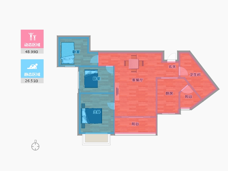 重庆-重庆市-恒大悦府147号楼,150号楼89.14m²-68.49-户型库-动静分区