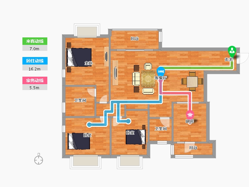 重庆-重庆市-恒大悦府146号楼123.46m²-94.63-户型库-动静线