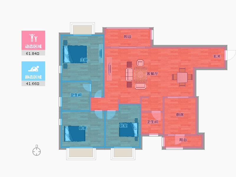 重庆-重庆市-恒大悦府146号楼123.46m²-94.63-户型库-动静分区