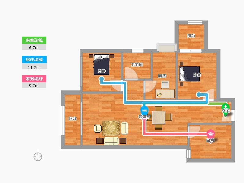 重庆-重庆市-萱花与山府5号楼78m²-60.37-户型库-动静线