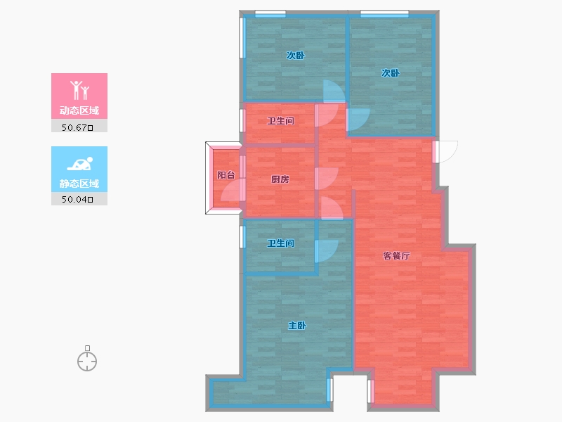 北京-北京市-长阳光和作用13,14,15,16,17号楼94M2-91.42-户型库-动静分区