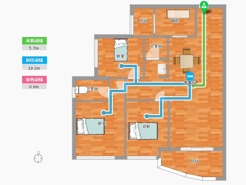 重庆-重庆市-腾龙居公园华府26号楼,19号楼114㎡-93.40-户型库-动静线