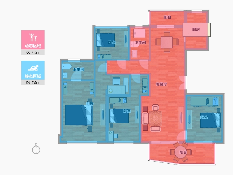 重庆-重庆市-腾龙居公园华府28,31,32,27,30号楼C1151m²-122.18-户型库-动静分区