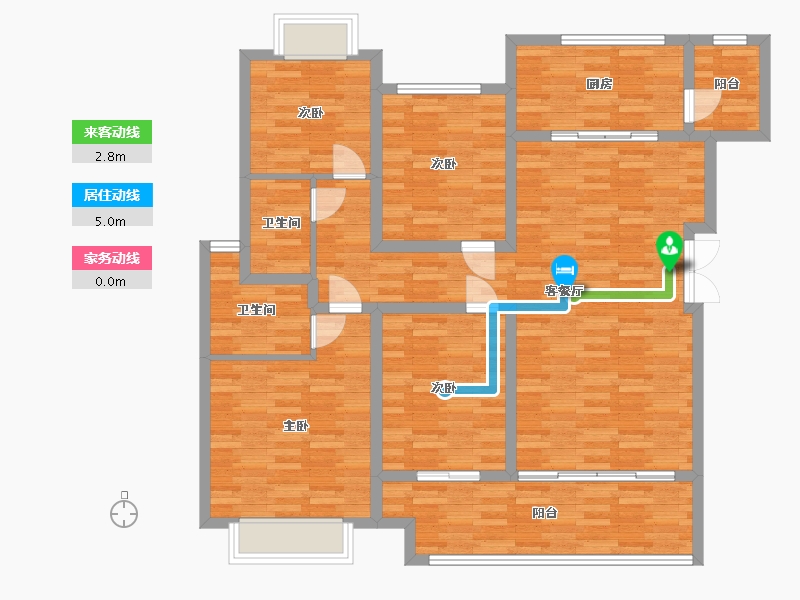 重庆-重庆市-金科集美东方14,16,25号楼E1户型118m²-118.06-户型库-动静线