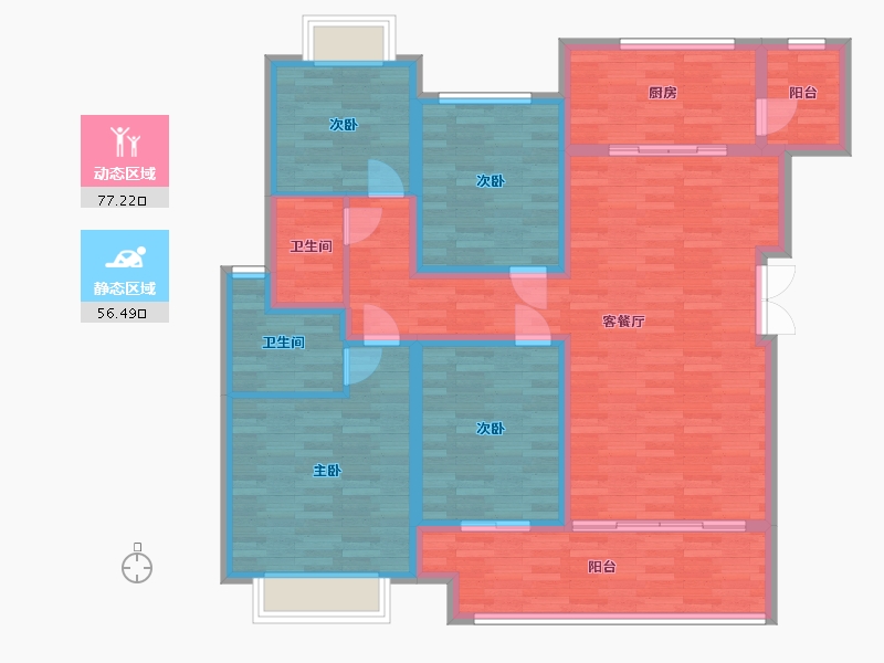 重庆-重庆市-金科集美东方14,16,25号楼E1户型118m²-118.06-户型库-动静分区