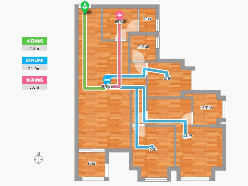 重庆-重庆市-中南紫云集4,5,3,6号楼A户型99m²-79.00-户型库-动静线