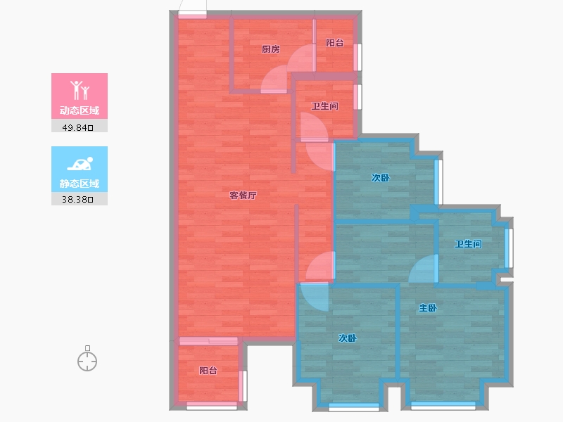 重庆-重庆市-中南紫云集4,5,3,6号楼A户型99m²-79.00-户型库-动静分区