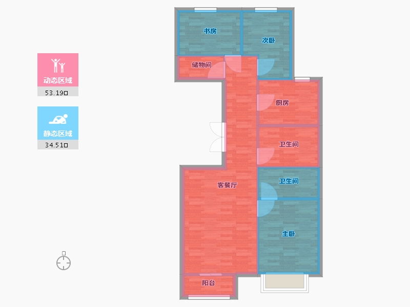 北京-北京市-天资华府6号楼117M2-79.09-户型库-动静分区